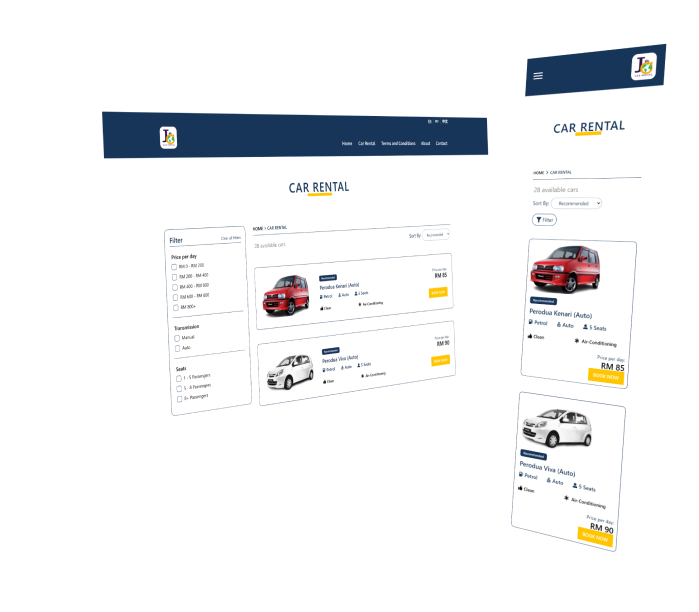 Responsive Car Rental Website Design